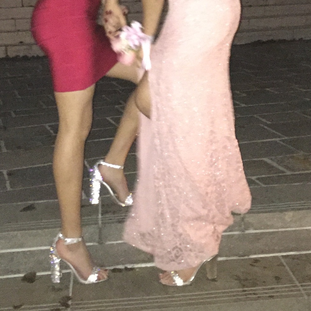 Nina silver ankle-strapped open-toe heels